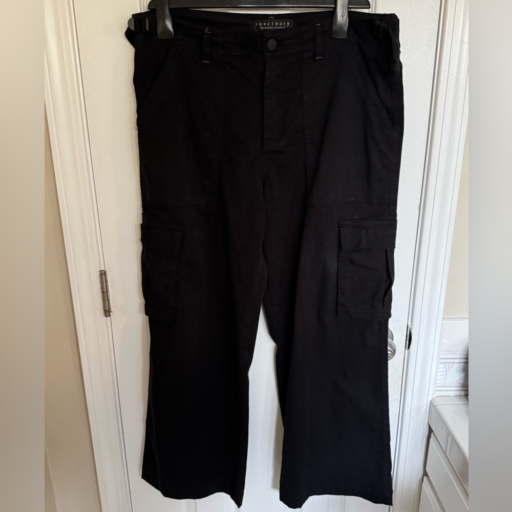 Sanctuary Women's Solid Reissue Straight-Leg Cargo Pants black large